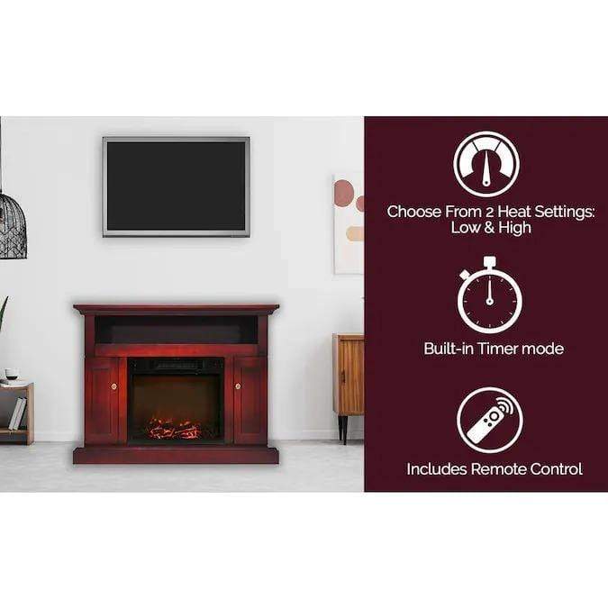 Cambridge Cambridge Sorrento Electric Fireplace with an Enhanced Log Display and 47 In. Entertainment Stand in Cherry Cambridge Cambridge Sorrento Electric Fireplace with an Enhanced Log Display and 47 In. Entertainment Stand in Cherry