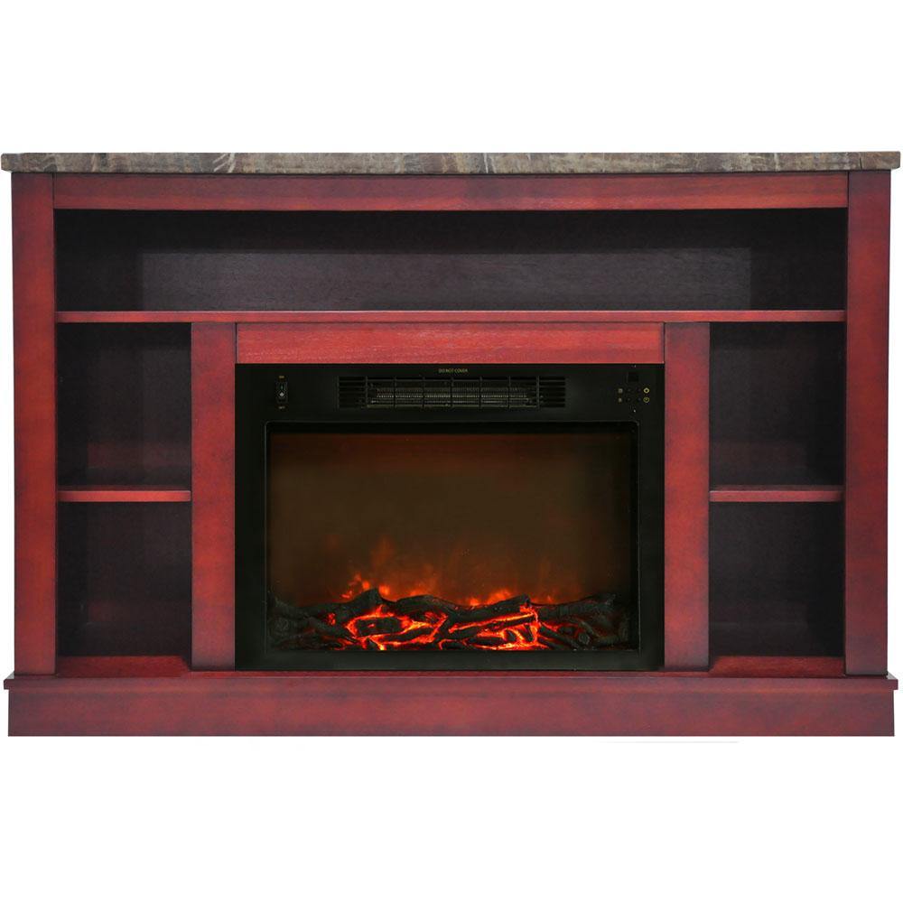 Cambridge Electric Fireplace Cherry Cambridge Seville Electric Fireplace Heater with 47-In. Cherry TV Stand, Enhanced Log Display, Multi-Color Flames, and Remote Control Cambridge Electric Fireplace Cherry Cambridge Seville Electric Fireplace Heater with 47-In. Cherry TV Stand, Enhanced Log Display, Multi-Color Flames, and Remote Control