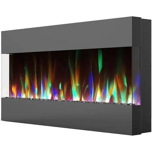 Cambridge Electric Wall-hung Fireplaces Cambridge 42 In. Recessed Wall Mounted Electric Fireplace with Crystal and LED Color Changing Display, Black