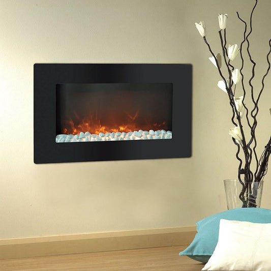 Cambridge Electric Wall-hung Fireplaces Cambridge Callisto 30 In. Wall-Mount Electric Fireplace with Flat Panel and Crystal Rocks