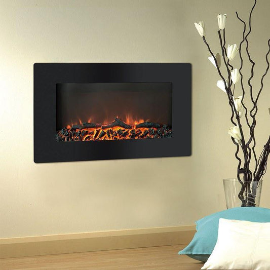 Cambridge Electric Wall-hung Fireplaces Cambridge Callisto 30 In. Wall-Mount Electric Fireplace with Flat-Panel and Realistic Logs
