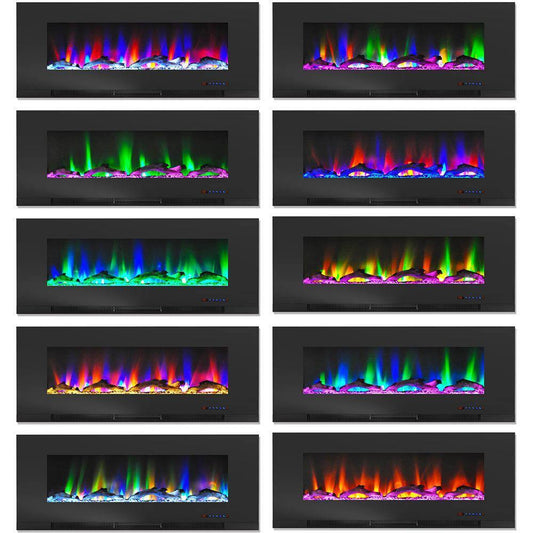 Cambridge Fireplace Mantels and Entertainment Centers Cambridge San Jose Fireplace Entertainment Stand in Black with 50" Color-Changing Fireplace Insert and Driftwood Log Display,