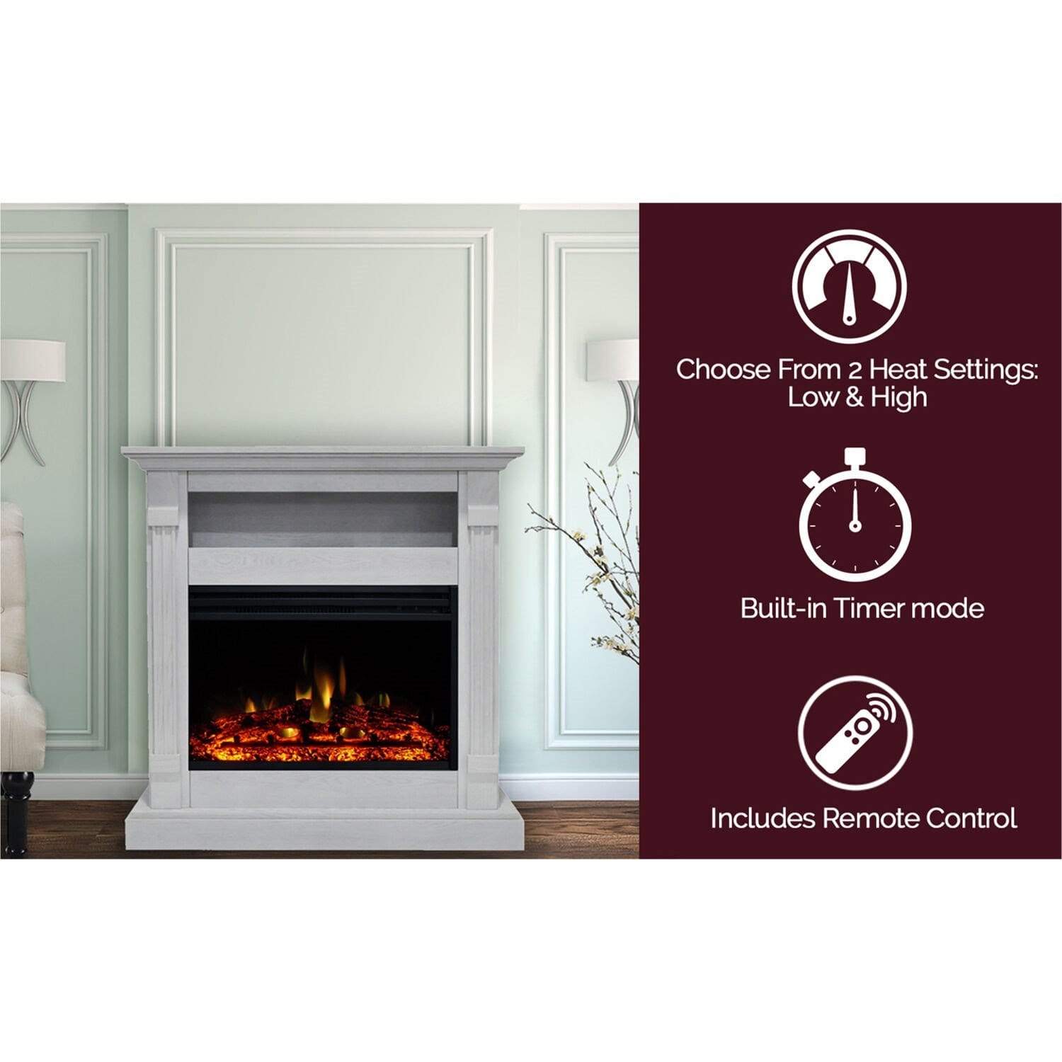 Cambridge Fireplace Mantels and Entertainment Centers Cambridge Sienna 34-In. Electric Fireplace Heater with Walnut Mantel, Enhanced Log Display, Multi-Color Flames, and Remote Control, Cambridge Fireplace Mantels and Entertainment Centers Cambridge Sienna 34-In. Electric Fireplace Heater with Walnut Mantel, Enhanced Log Display, Multi-Color Flames, and Remote Control,