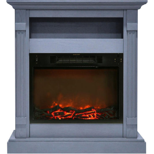 Cambridge Fireplace Mantels and Entertainment Centers Cambridge Sienna 34 In. Electric Fireplace w/ 1500W Log Insert and Slate Blue Mantel