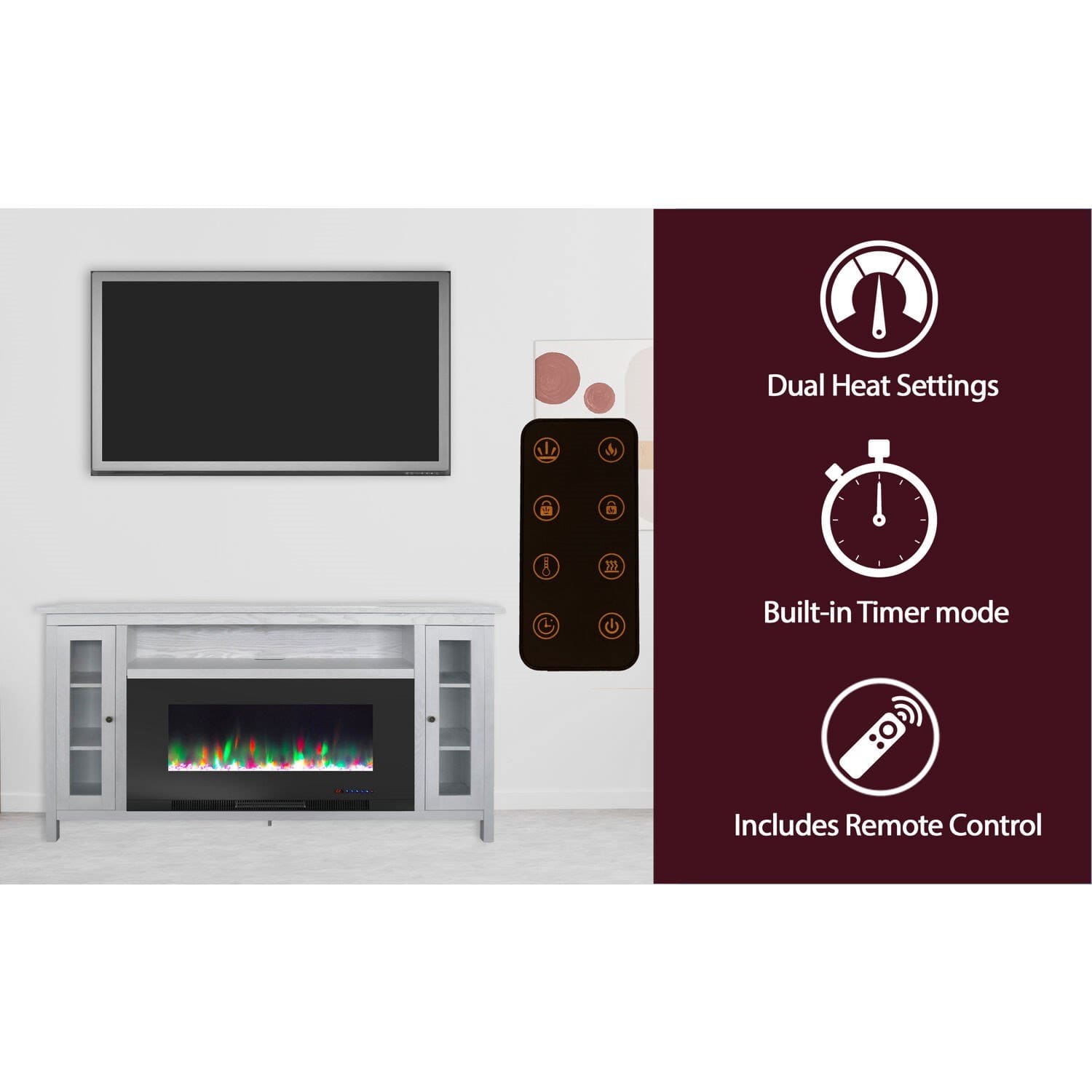 Cambridge Fireplace Mantels and Entertainment Centers Cambridge Somerset 70-In. Black Electric Fireplace TV Stand with Multi-Color LED Flames, Crystal Rock Display, and Remote Control Cambridge Fireplace Mantels and Entertainment Centers Cambridge Somerset 70-In. Black Electric Fireplace TV Stand with Multi-Color LED Flames, Crystal Rock Display, and Remote Control