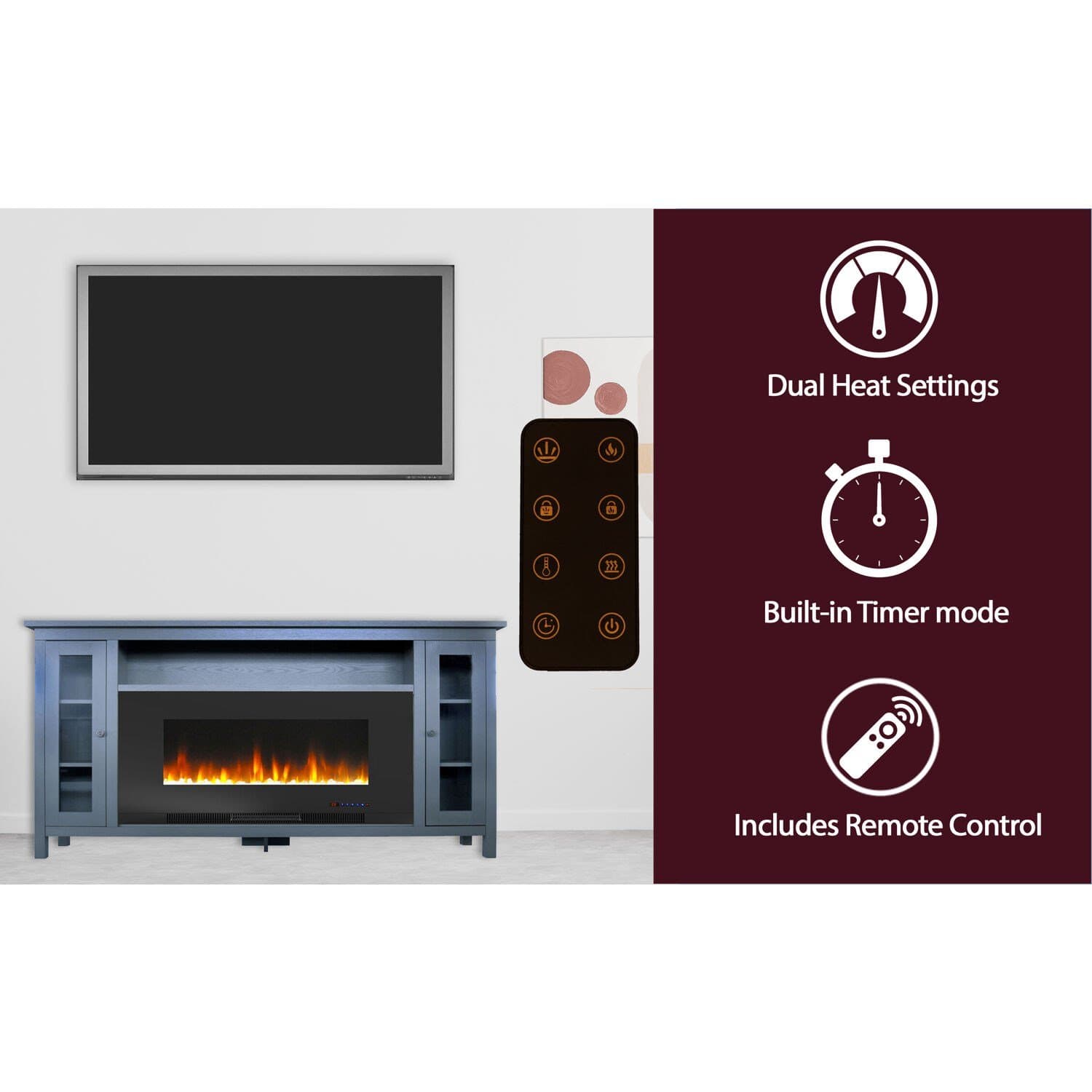 Cambridge Fireplace Mantels and Entertainment Centers Cambridge Somerset 70-In. Black Electric Fireplace TV Stand with Multi-Color LED Flames, Crystal Rock Display, and Remote Control Cambridge Fireplace Mantels and Entertainment Centers Cambridge Somerset 70-In. Black Electric Fireplace TV Stand with Multi-Color LED Flames, Crystal Rock Display, and Remote Control