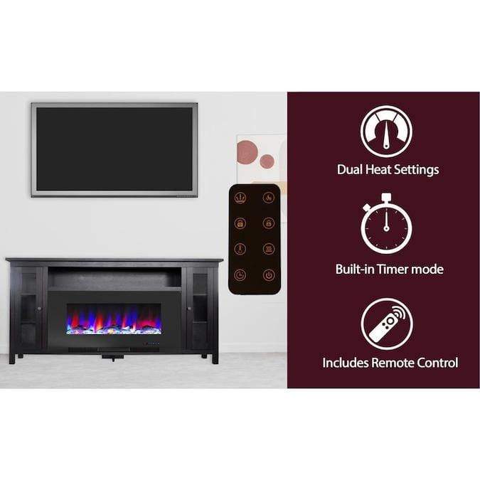 Cambridge Fireplace Mantels and Entertainment Centers Cambridge Somerset 70-In. Electric Fireplace TV Stand with Multi-Color LED Flames, Driftwood Log Display, and Remote Control Cambridge Fireplace Mantels and Entertainment Centers Cambridge Somerset 70-In. Electric Fireplace TV Stand with Multi-Color LED Flames, Driftwood Log Display, and Remote Control