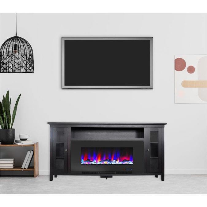 Cambridge Fireplace Mantels and Entertainment Centers Cambridge Somerset 70-In. Electric Fireplace TV Stand with Multi-Color LED Flames, Driftwood Log Display, and Remote Control Cambridge Fireplace Mantels and Entertainment Centers Cambridge Somerset 70-In. Electric Fireplace TV Stand with Multi-Color LED Flames, Driftwood Log Display, and Remote Control
