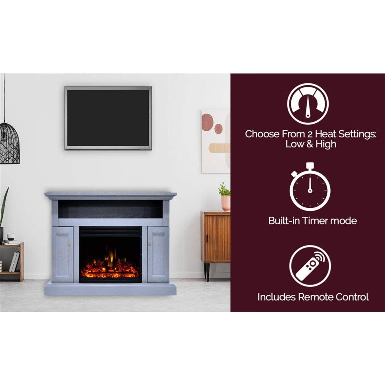 Cambridge Fireplace Mantels and Entertainment Centers Cambridge Sorrento Electric Fireplace Heater with 47-In. Mahogany TV Stand, Enhanced Log Display, Multi-Color Flames and Remote Control Cambridge Fireplace Mantels and Entertainment Centers Cambridge Sorrento Electric Fireplace Heater with 47-In. Mahogany TV Stand, Enhanced Log Display, Multi-Color Flames and Remote Control