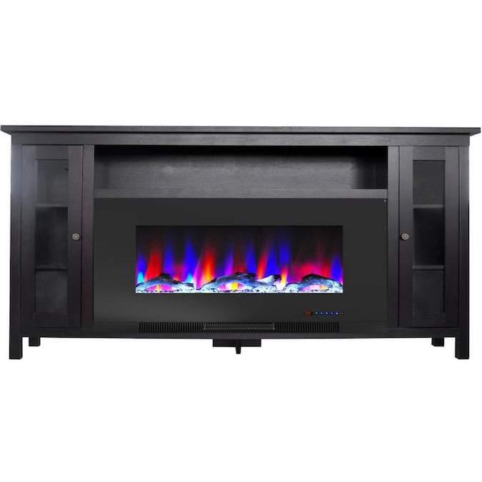 Cambridge Fireplace Mantels and Entertainment Centers Dark Coffee/Black Cambridge Somerset 70-In. Electric Fireplace TV Stand with Multi-Color LED Flames, Driftwood Log Display, and Remote Control Cambridge Fireplace Mantels and Entertainment Centers Dark Coffee/Black Cambridge Somerset 70-In. Electric Fireplace TV Stand with Multi-Color LED Flames, Driftwood Log Display, and Remote Control