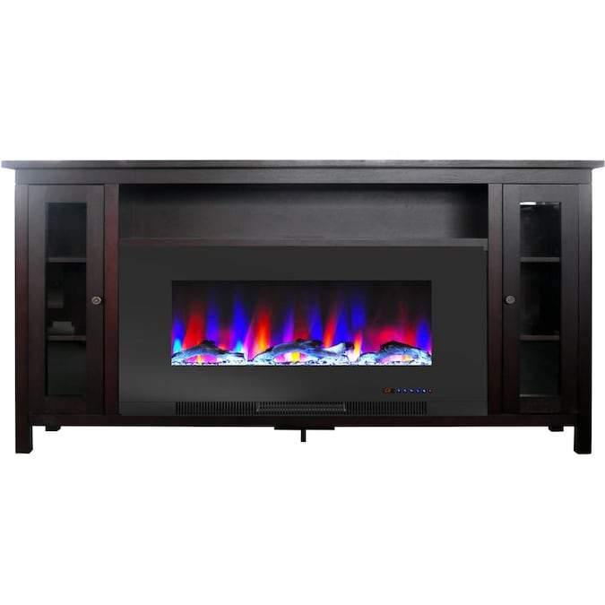 Cambridge Fireplace Mantels and Entertainment Centers Mahogany/Black Cambridge Somerset 70-In. Electric Fireplace TV Stand with Multi-Color LED Flames, Driftwood Log Display, and Remote Control Cambridge Fireplace Mantels and Entertainment Centers Mahogany/Black Cambridge Somerset 70-In. Electric Fireplace TV Stand with Multi-Color LED Flames, Driftwood Log Display, and Remote Control