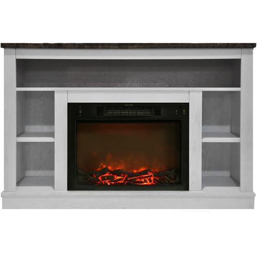 Cambridge White Cambridge Seville Electric Fireplace Heater with 47-In. Cherry TV Stand, Enhanced Log Display, Multi-Color Flames, and Remote Control Cambridge White Cambridge Seville Electric Fireplace Heater with 47-In. Cherry TV Stand, Enhanced Log Display, Multi-Color Flames, and Remote Control