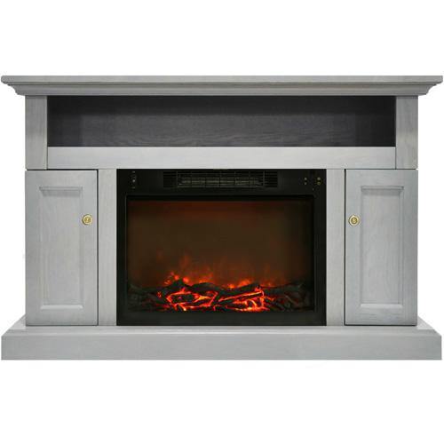 Cambridge White Cambridge Sorrento Electric Fireplace with an Enhanced Log Display and 47 In. Entertainment Stand in Cherry Cambridge White Cambridge Sorrento Electric Fireplace with an Enhanced Log Display and 47 In. Entertainment Stand in Cherry