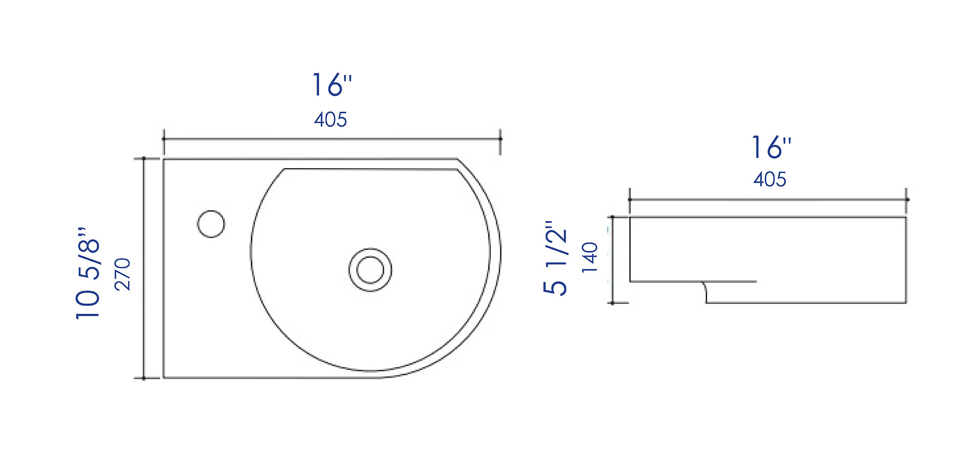 ALFI Brand - White 16" Small Wall Mounted Ceramic Sink with Faucet Hole | ABC119 ALFI Brand - White 16" Small Wall Mounted Ceramic Sink with Faucet Hole | ABC119