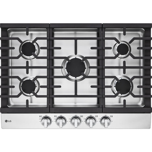 LG - 30" Gas Cooktop, 20K BTU, EasyClean - Gas Cooktops - CBGJ3023S