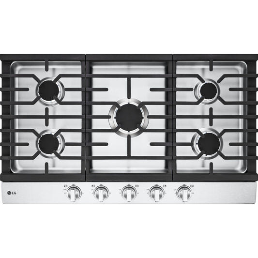 LG - 36" Gas Cooktop, 20K BTU, EsayClean Cooktop - Gas Cooktops - CBGJ3623S