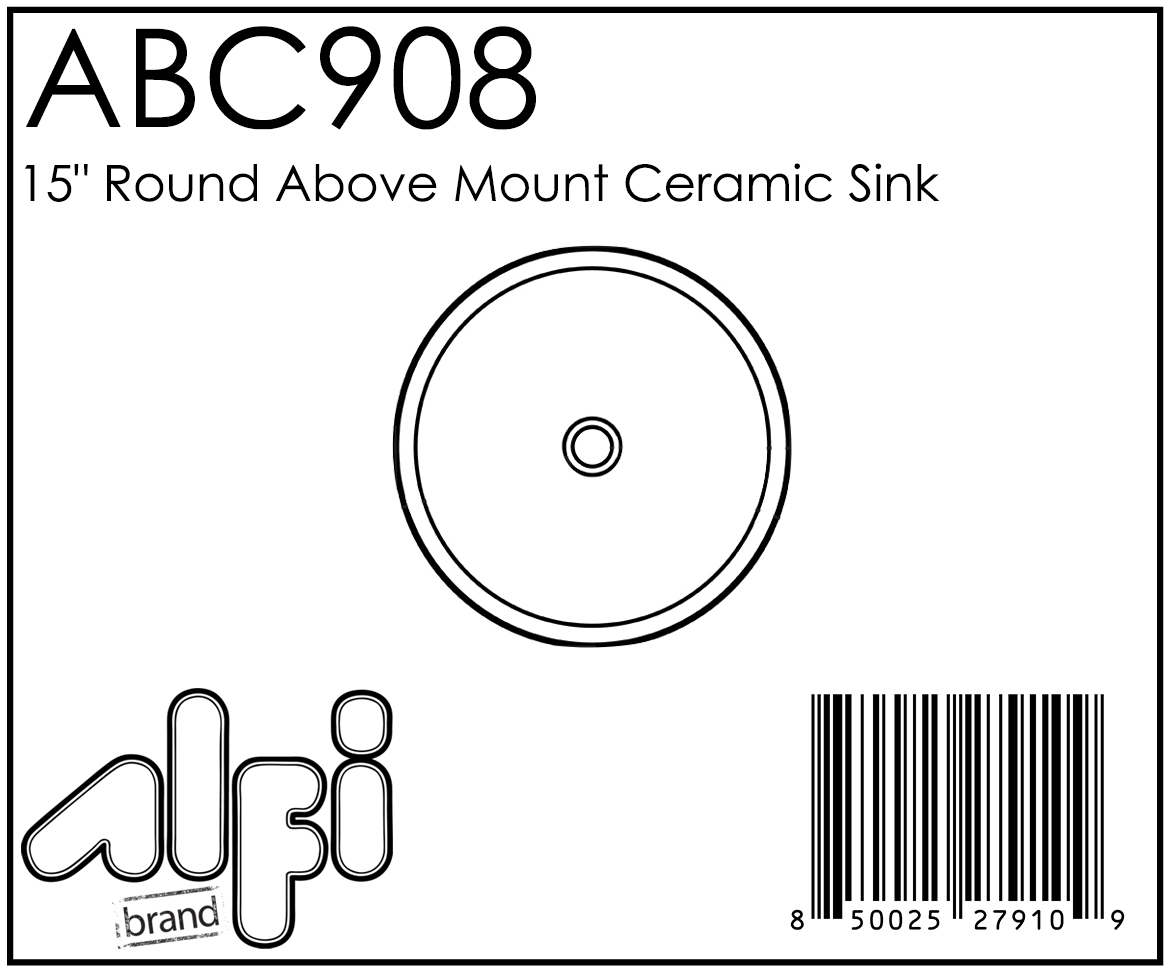 ALFI Brand - Black & White 15" Round Above Mount Ceramic Sink | ABC908 ALFI Brand - Black & White 15" Round Above Mount Ceramic Sink | ABC908