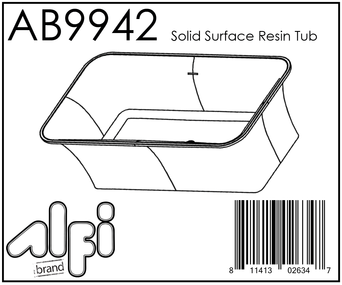 ALFI Brand - 67" White Rectangular Solid Surface Smooth Resin Soaking Bathtub | AB9942 ALFI Brand - 67" White Rectangular Solid Surface Smooth Resin Soaking Bathtub | AB9942