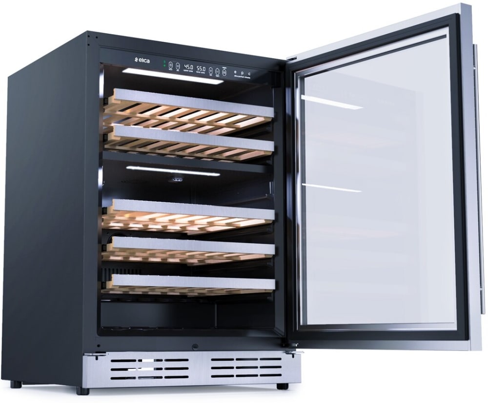 Elica - Single Door, Dual Zone, Wine Cellar, 23 7/16" W x 22 7/16" D x 33-34" H, 4.8 cu/ft - Undercounter Refrigerator | EWS52SS1 Elica - Single Door, Dual Zone, Wine Cellar, 23 7/16" W x 22 7/16" D x 33-34" H, 4.8 cu/ft - Undercounter Refrigerator | EWS52SS1