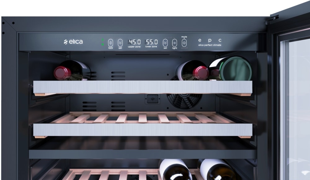 Elica - Single Door, Dual Zone, Wine Cellar, 23 7/16" W x 22 7/16" D x 33-34" H, 4.8 cu/ft - Undercounter Refrigerator | EWS52SS1 Elica - Single Door, Dual Zone, Wine Cellar, 23 7/16" W x 22 7/16" D x 33-34" H, 4.8 cu/ft - Undercounter Refrigerator | EWS52SS1