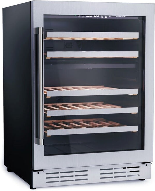 Elica - Single Door, Dual Zone, Wine Cellar, 23 7/16" W x 22 7/16" D x 33-34" H, 4.8 cu/ft - Undercounter Refrigerator | EWS52SS1