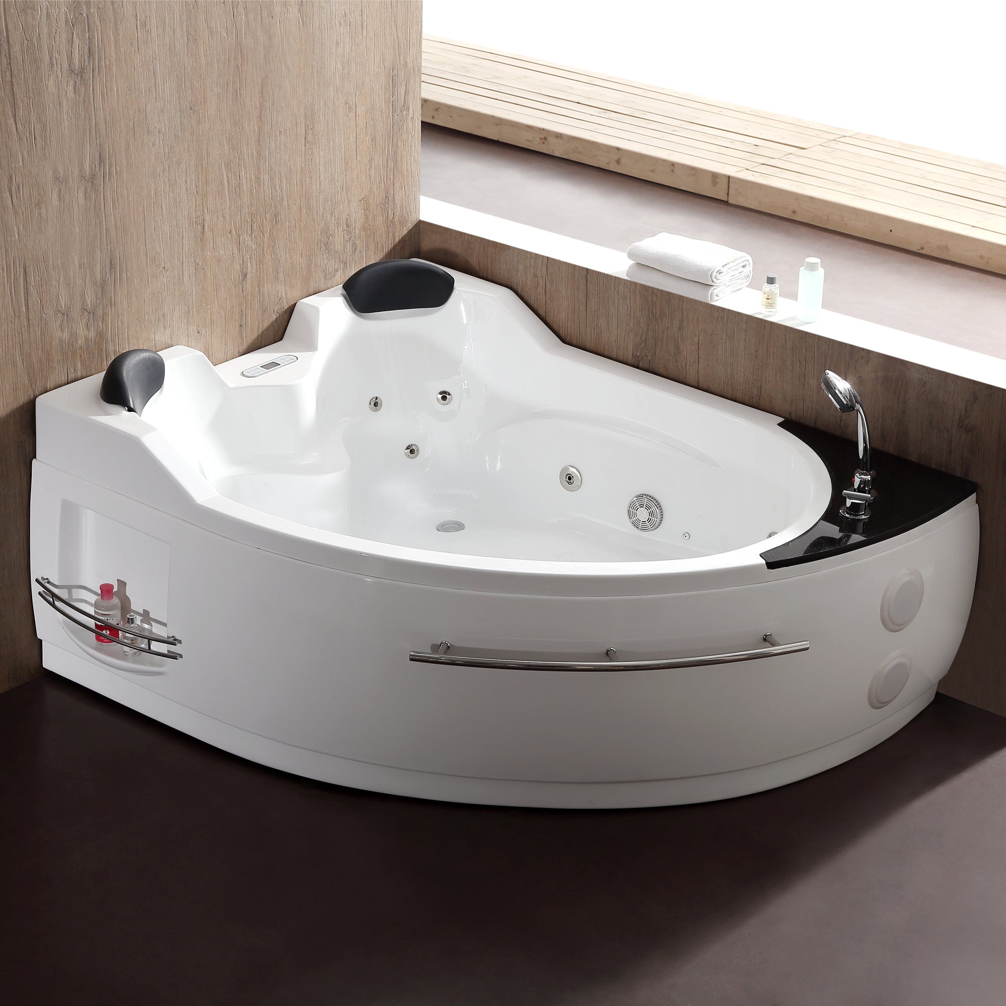 EAGO - 5.5 ft Right Corner Acrylic White Whirlpool Bathtub for Two | AM113ETL-R EAGO - 5.5 ft Right Corner Acrylic White Whirlpool Bathtub for Two | AM113ETL-R