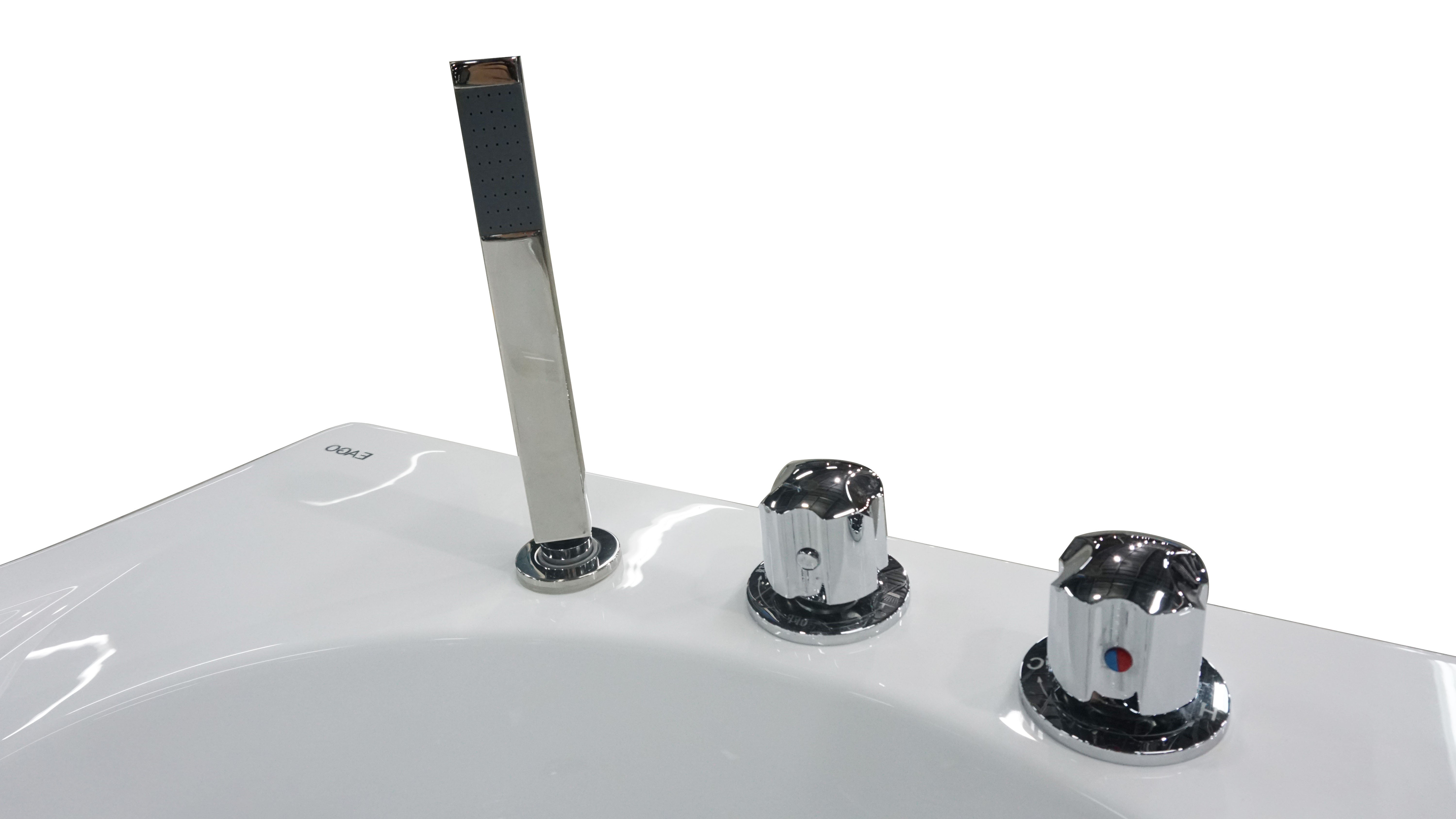 EAGO - 6 ft Right Drain Acrylic White Whirlpool Bathtub w Fixtures | AM189ETL-R EAGO - 6 ft Right Drain Acrylic White Whirlpool Bathtub w Fixtures | AM189ETL-R