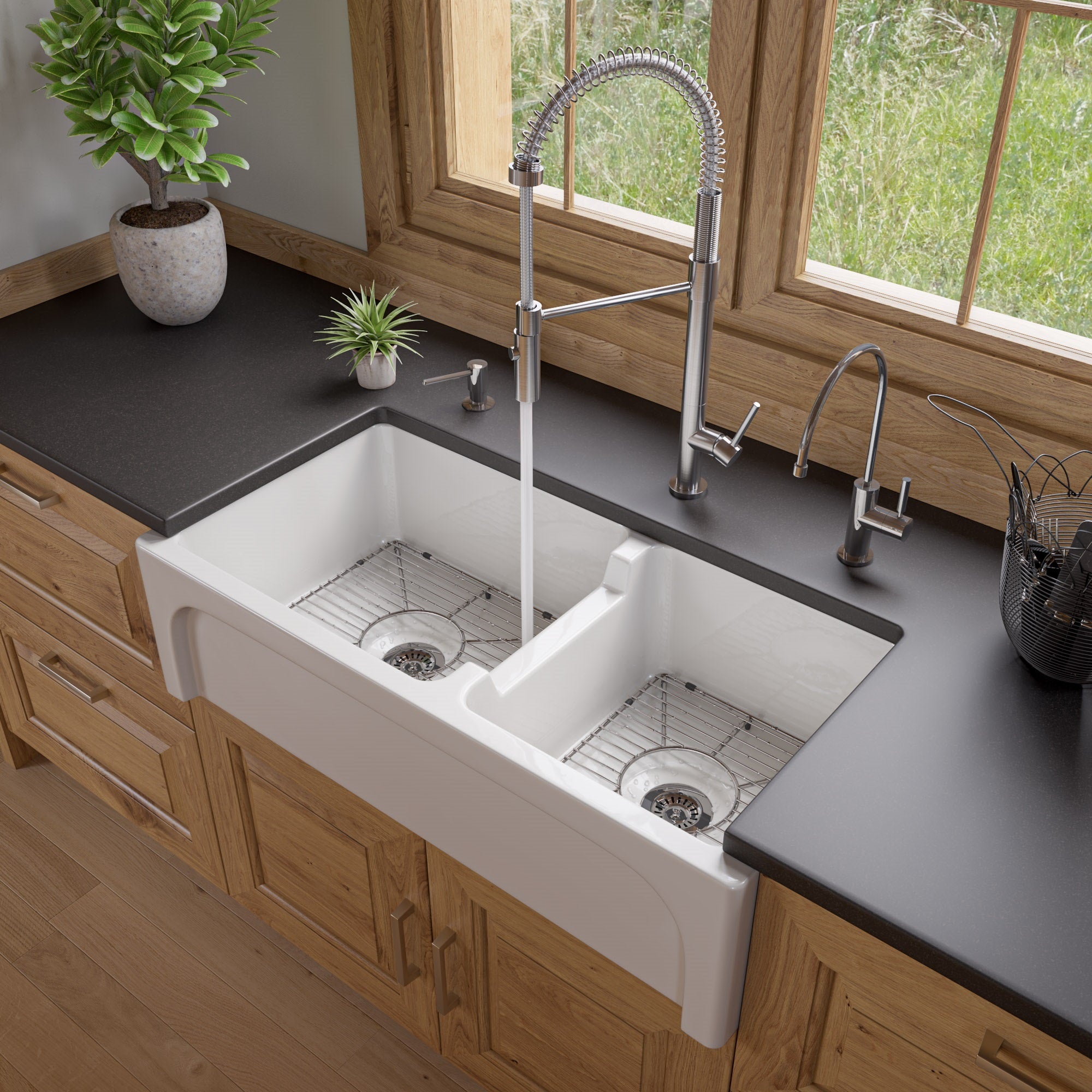 ALFI Brand - Brushed Nickel Commercial Spring Kitchen Faucet | ABKF3732-BN ALFI Brand - Brushed Nickel Commercial Spring Kitchen Faucet | ABKF3732-BN