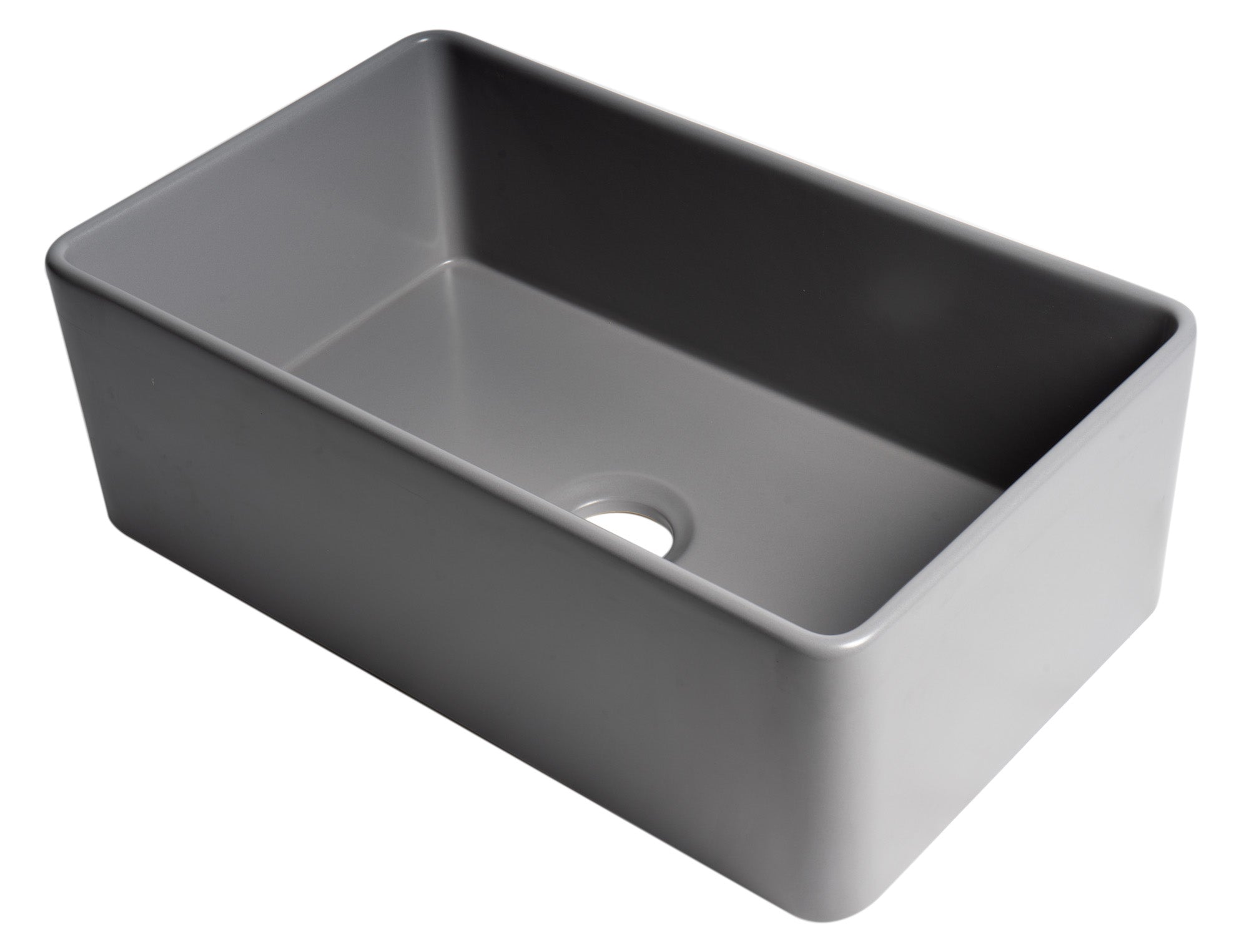 ALFI Brand - Gray Matte Smooth Apron 30" x 18" Single Bowl Fireclay Farm Sink | ABF3018-GM ALFI Brand - Gray Matte Smooth Apron 30" x 18" Single Bowl Fireclay Farm Sink | ABF3018-GM