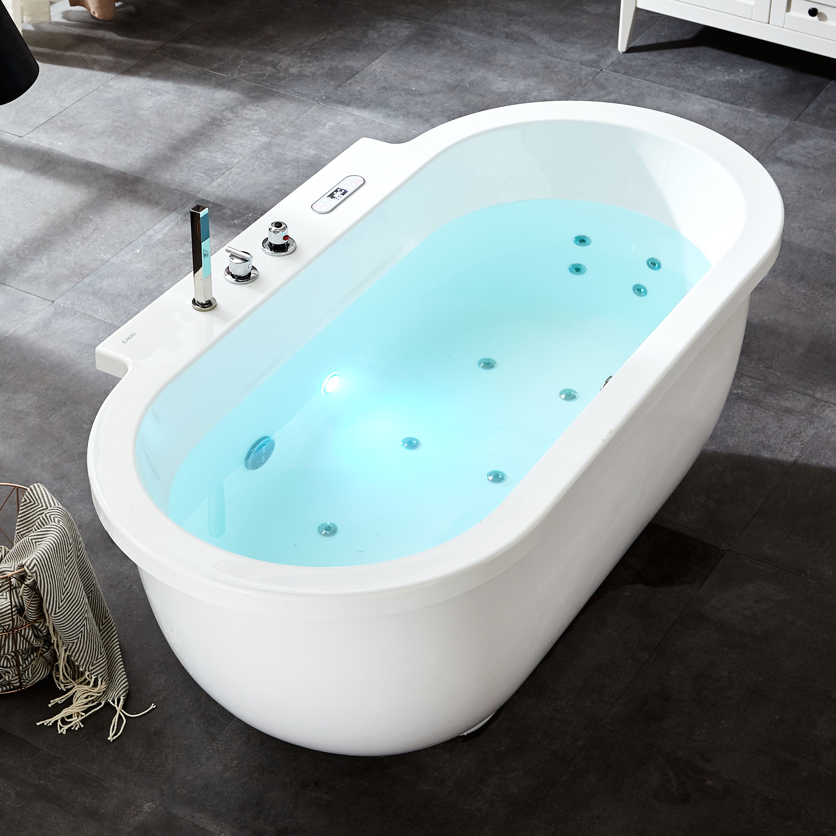 EAGO - 6 ft Acrylic White Whirlpool Bathtub w Fixtures | AM128ETL EAGO - 6 ft Acrylic White Whirlpool Bathtub w Fixtures | AM128ETL