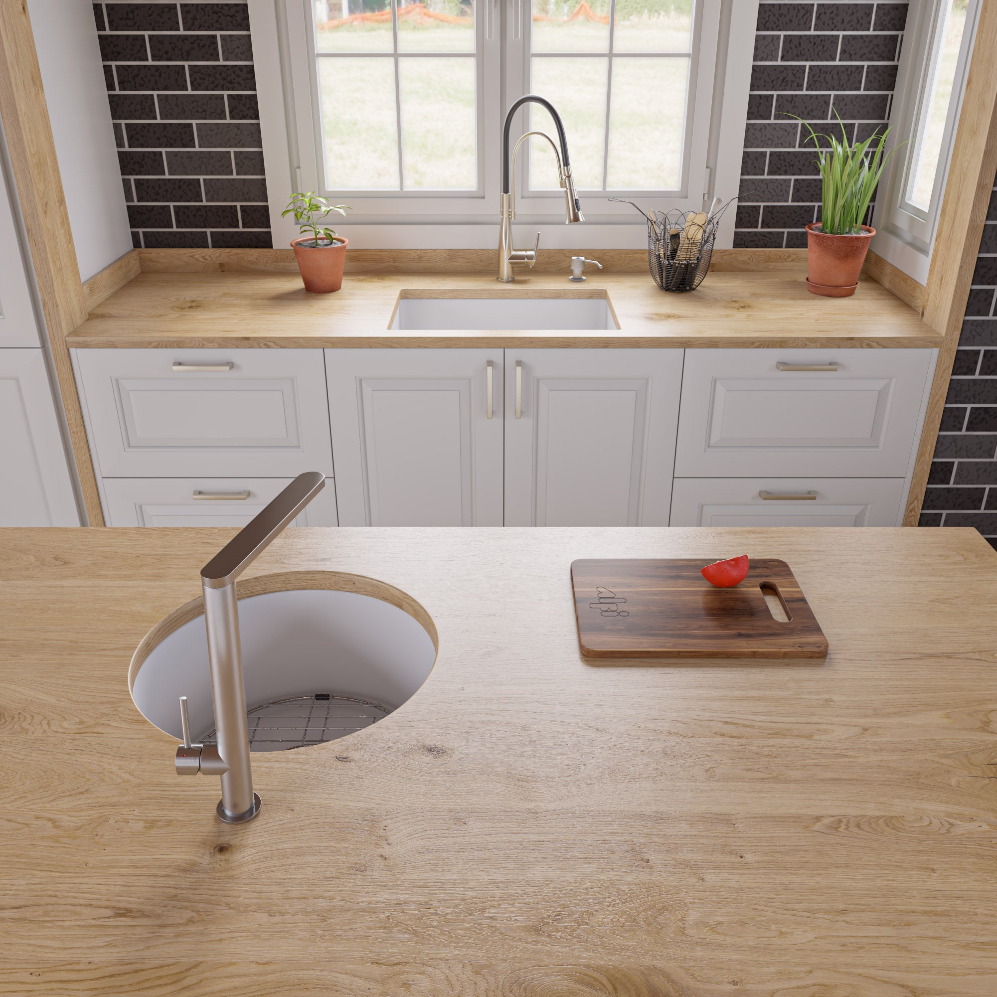 ALFI Brand - White 27" x 18" Fireclay Undermount / Drop In Firelcay Kitchen Sink | ABF2718UD-W ALFI Brand - White 27" x 18" Fireclay Undermount / Drop In Firelcay Kitchen Sink | ABF2718UD-W