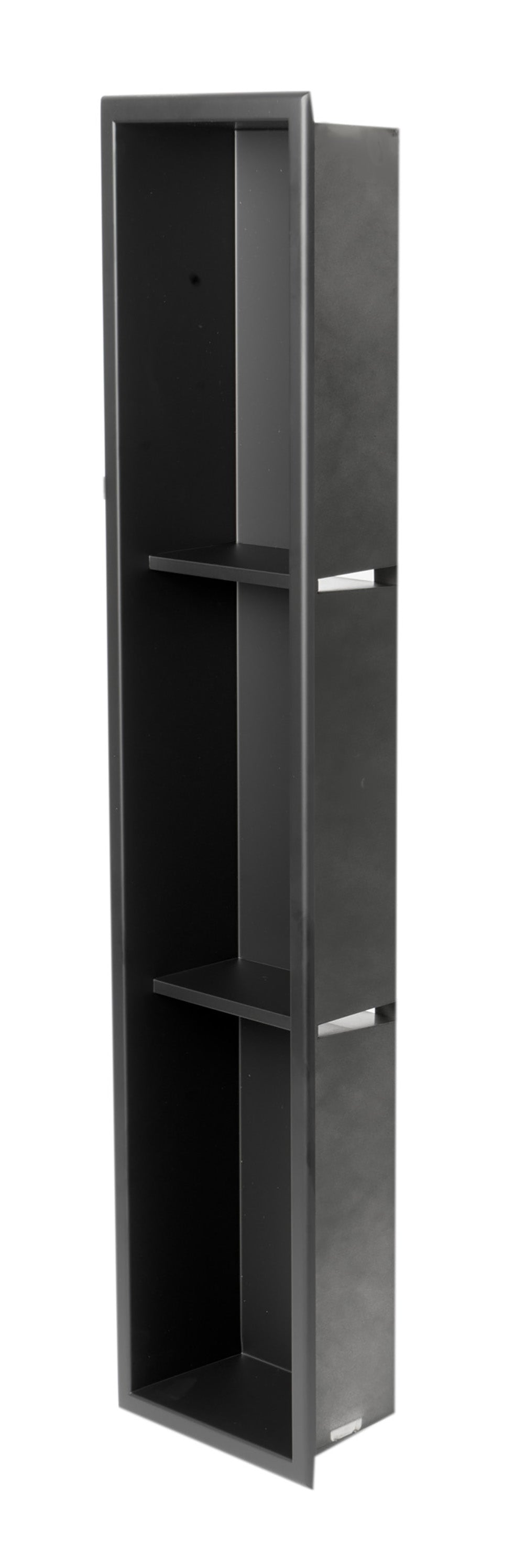 ALFI Brand - 8" x 36" Black Matte Stainless Steel Vertical Triple Shelf Bath Shower Niche | ABNC0836-BLA ALFI Brand - 8" x 36" Black Matte Stainless Steel Vertical Triple Shelf Bath Shower Niche | ABNC0836-BLA