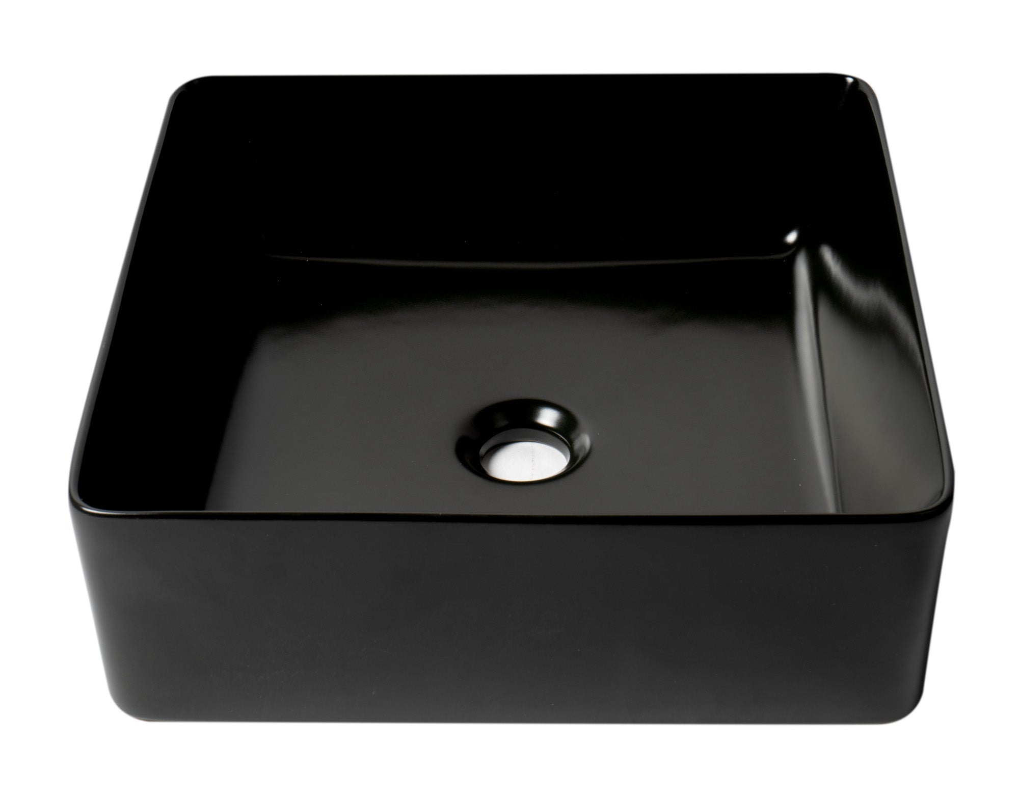 ALFI Brand - Black Matte 16" Modern Square Above Mount Ceramic Sink | ABC903-BM ALFI Brand - Black Matte 16" Modern Square Above Mount Ceramic Sink | ABC903-BM