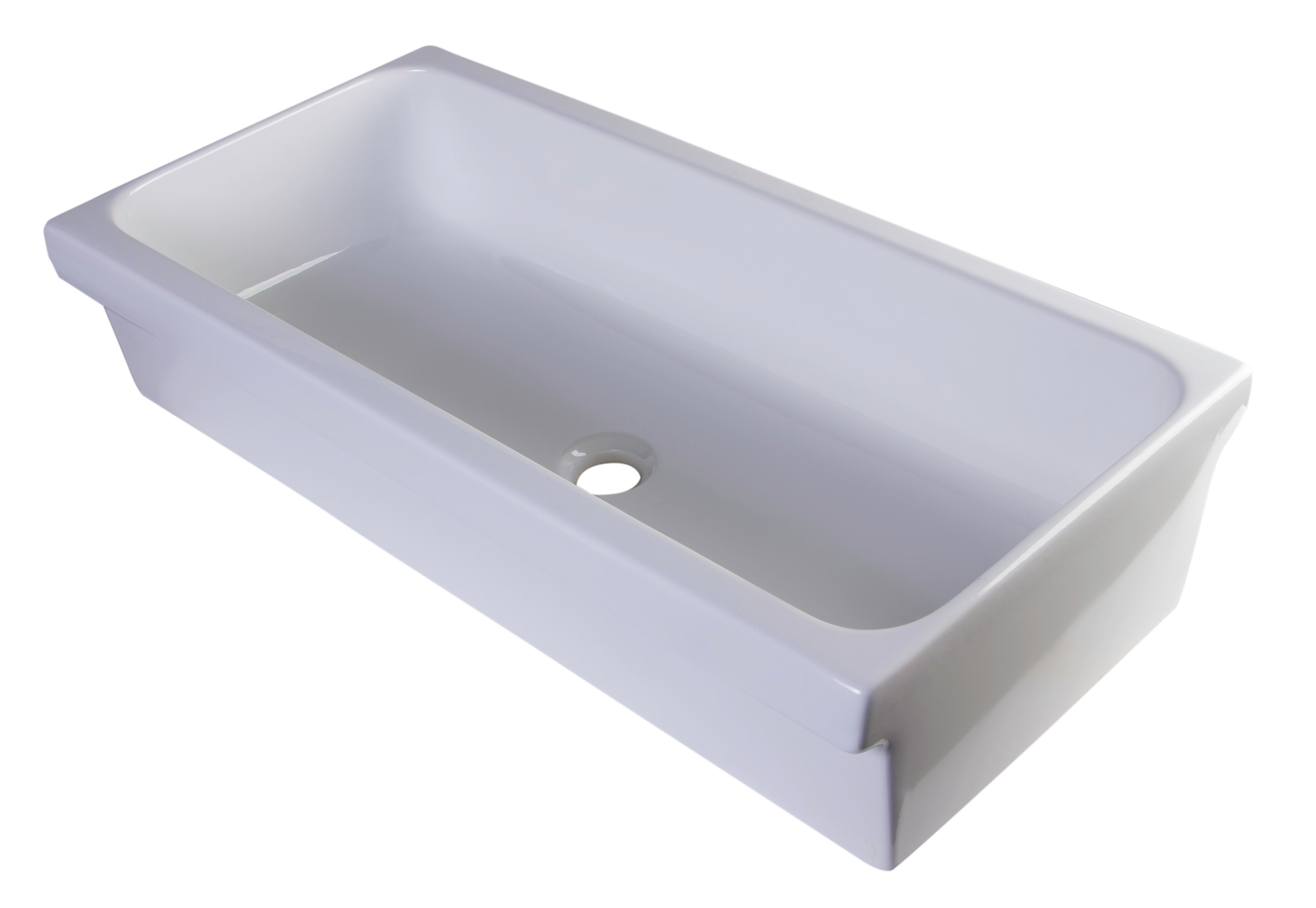 ALFI Brand - 36" White Above Mount Fireclay Bath Trough Sink | AB36TR ALFI Brand - 36" White Above Mount Fireclay Bath Trough Sink | AB36TR