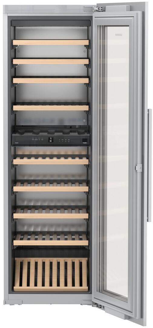 Liebherr - 80-Bottle Fully-Integrated Dual-Zone Wine Cabinet with TipOpen White Glass Door | HW 8000