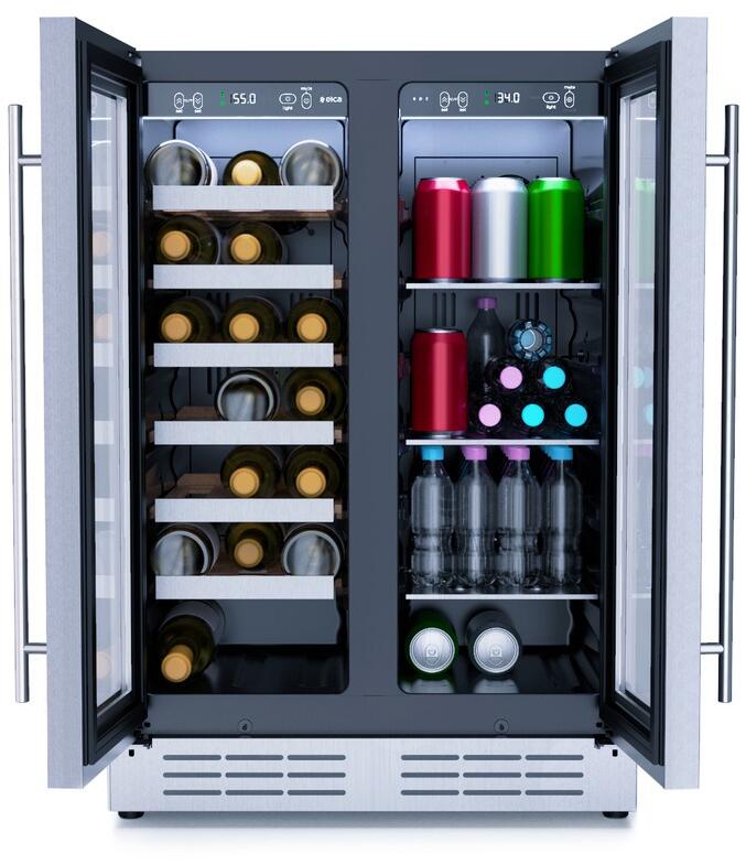 Elica - French Door, Dual Zone, Beverage and Wine Center, 23 7/16" W x 22 1/4" D x 33-34" H, 4.4 cu/ft - Undercounter Refrigerator | EBF52SS1 Elica - French Door, Dual Zone, Beverage and Wine Center, 23 7/16" W x 22 1/4" D x 33-34" H, 4.4 cu/ft - Undercounter Refrigerator | EBF52SS1