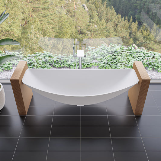 ALFI Brand - White Matte 79" Acrylic Suspended Wall Mounted Hammock Bathtub | HammockTub1-WM