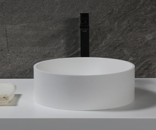 ALFI Brand - 15" Round White Matte Solid Surface Resin Sink | ABRS15R
