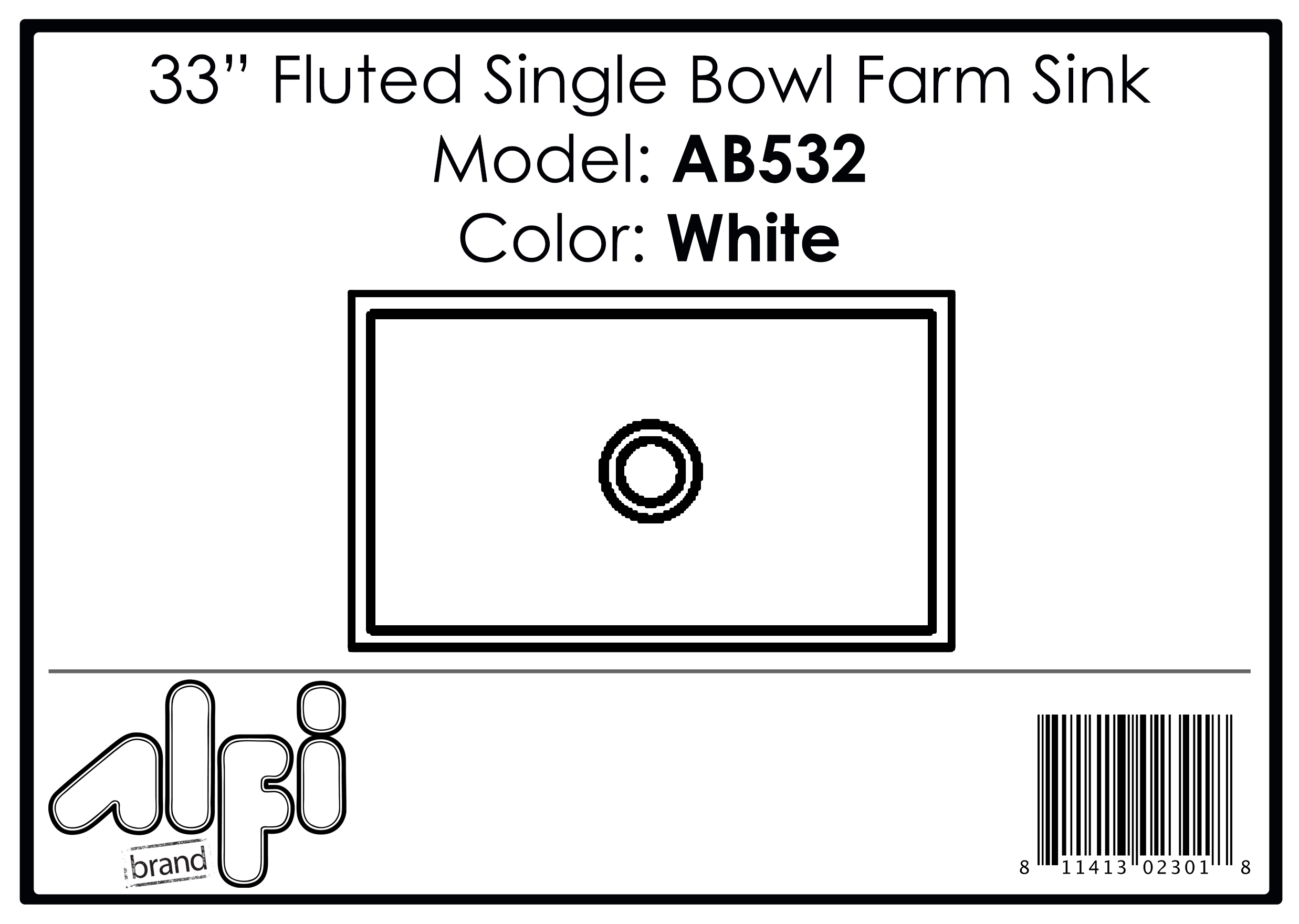 ALFI Brand - 33" White Single Bowl Fluted Apron Fireclay Farm Sink | AB532-W ALFI Brand - 33" White Single Bowl Fluted Apron Fireclay Farm Sink | AB532-W