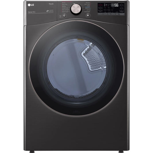 LG - 7.4 cu. ft. Ultra Large Black Steel Smart Electric Vented Dryer with Sensor Dry, TurboSteam and Wi-Fi Enabled | DLEX4000B