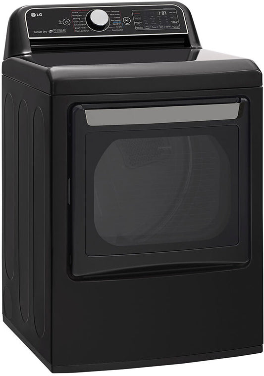 LG - 7.3 cu. ft. Ultra Large Black Steel Smart Electric Vented Dryer with EasyLoad Door, Sensor Dry & TurboSteam, ENERGY STAR | DLEX7900BE