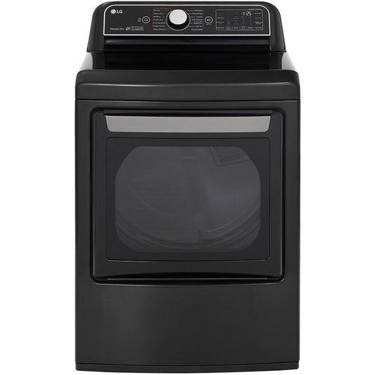 LG - 7.3 cu. ft. Ultra Large Black Steel Smart Electric Vented Dryer with EasyLoad Door, Sensor Dry & TurboSteam, ENERGY STAR | DLEX7900BE