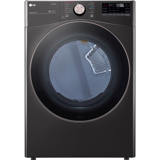 LG - 7.4 cu. ft. Black Steel Ultra Large Capacity Gas Dryer with Sensor Dry TurboSteam | DLGX4001B
