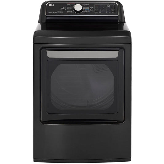 LG - 7.3 cu. ft. Ultra Large Black Steel Smart Gas Vented Dryer with EasyLoad Door, Sensor Dry and TurboSteam, ENERGY STAR | DLGX7901BE