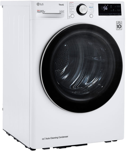 LG - 4.2 cu. ft. Compact White Electric Dryer with Dual Inverter HeatPump Technology | DLHC1455W