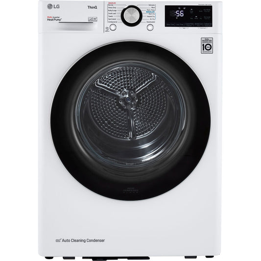 LG - 4.2 cu. ft. Compact White Electric Dryer with Dual Inverter HeatPump Technology | DLHC1455W
