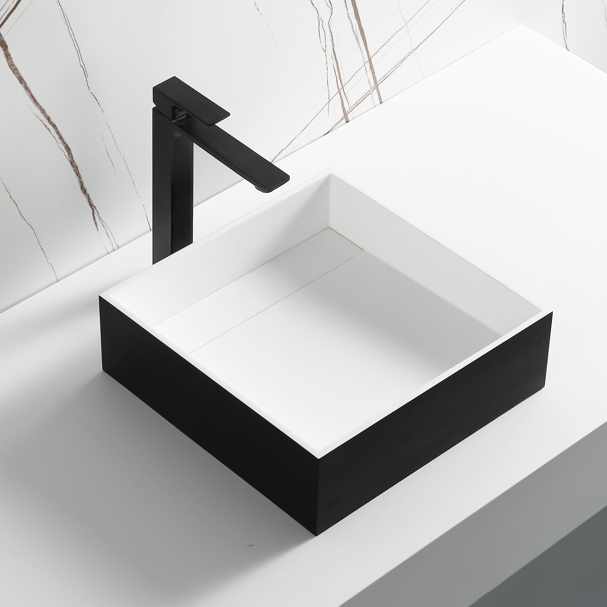 ALFI Brand - Black Matte 14" Square Solid Surface Resin Sink | ABRS14SBM ALFI Brand - Black Matte 14" Square Solid Surface Resin Sink | ABRS14SBM