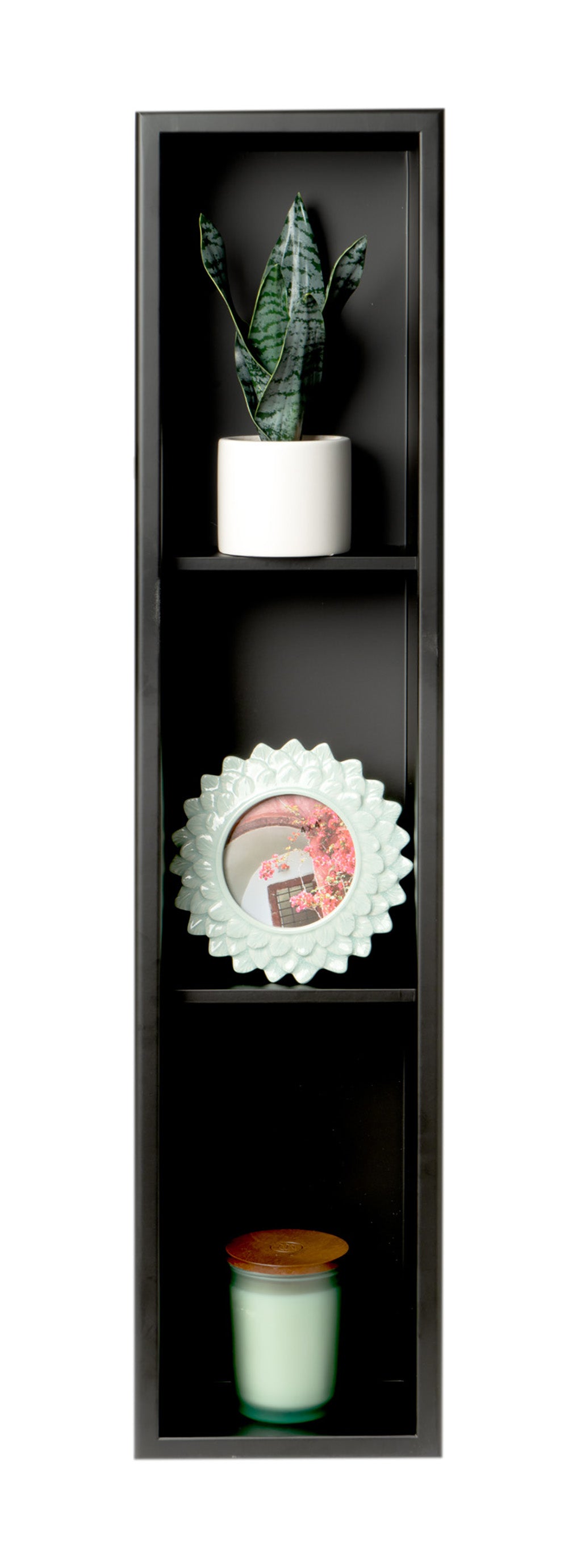 ALFI Brand - 8" x 36" Black Matte Stainless Steel Vertical Triple Shelf Bath Shower Niche | ABNC0836-BLA ALFI Brand - 8" x 36" Black Matte Stainless Steel Vertical Triple Shelf Bath Shower Niche | ABNC0836-BLA