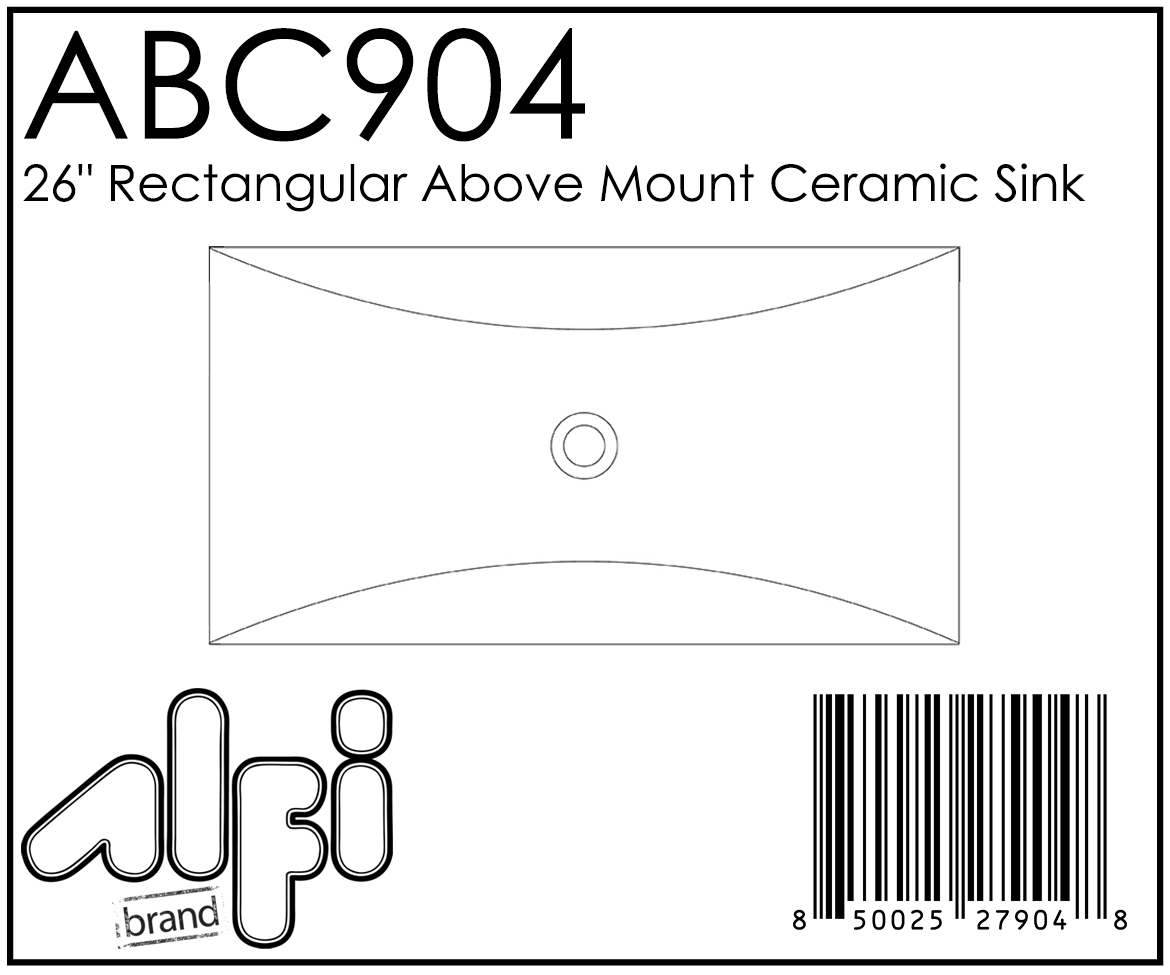 ALFI Brand - White 26" Fancy Rectangular Above Mount Ceramic Sink | ABC904 ALFI Brand - White 26" Fancy Rectangular Above Mount Ceramic Sink | ABC904