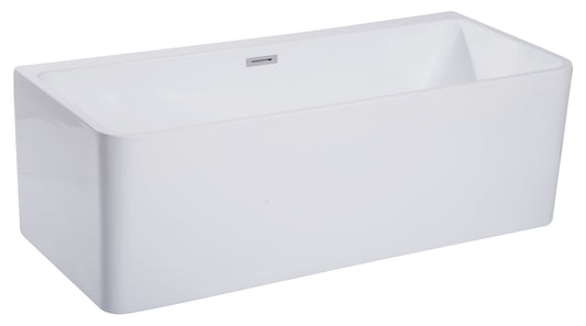 ALFI Brand - 67 inch White Rectangular Acrylic Free Standing Soaking Bathtub | AB8859